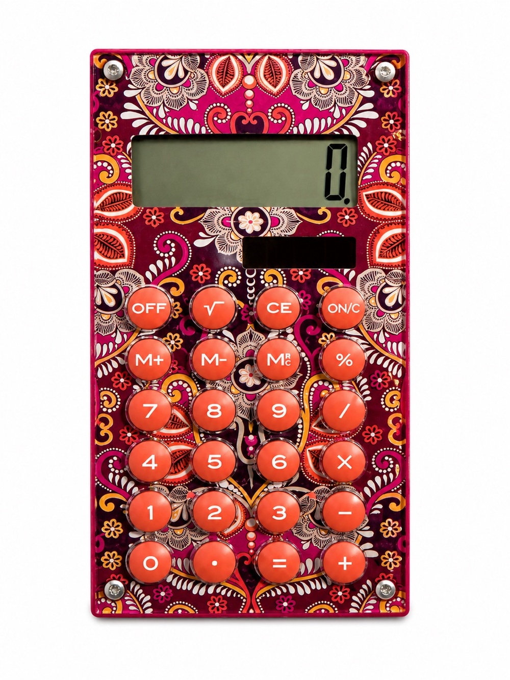 Vera Bradley Pink Paisley Calculator with Orange Buttons